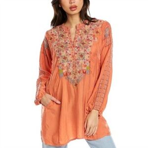 Johnny Was Rhea Tunic Boho Long Sleeve, Popover Embroidered Size Small NWT